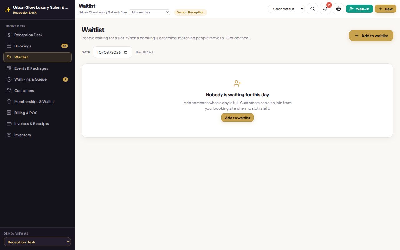 The GlowStack waitlist screen.